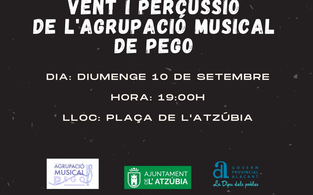 Concert de l’ensemble de metall i percussió de l’agrupació musical de Pego 10 de setembre